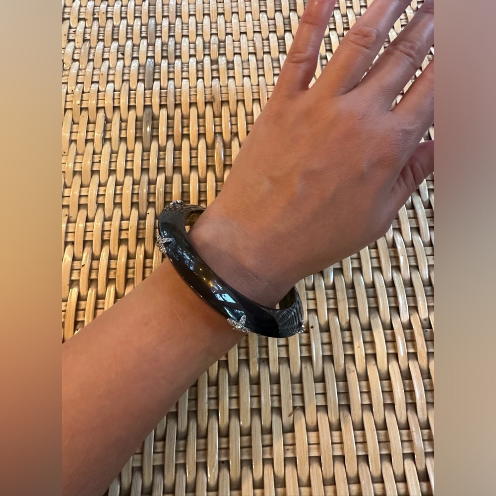 Miriam Salat smoke grey bangle bracelet with crystal details